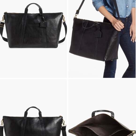 Madewell Black Leather Overnight/Weekender Bag - Picture 2 of 11